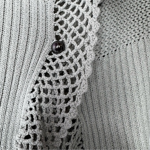 Dress cardigan grey knit crochet knitted buttons flowy waterfall comfy stretchy - Picture 16 of 16